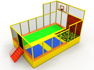 Small Colorful Trampoline Park with Basketball