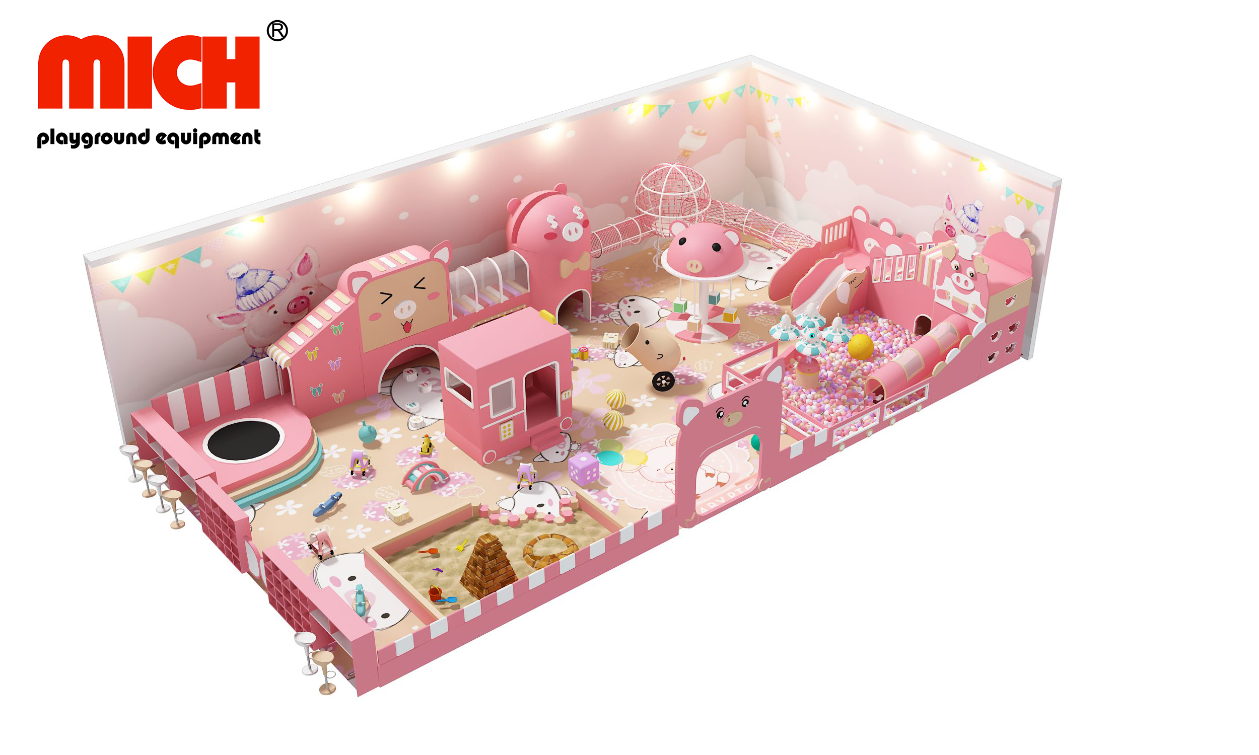 Custom Pink Children Indoor Playhouse