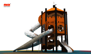 Industrial Style Kids Outdoor Playhouse with Slides