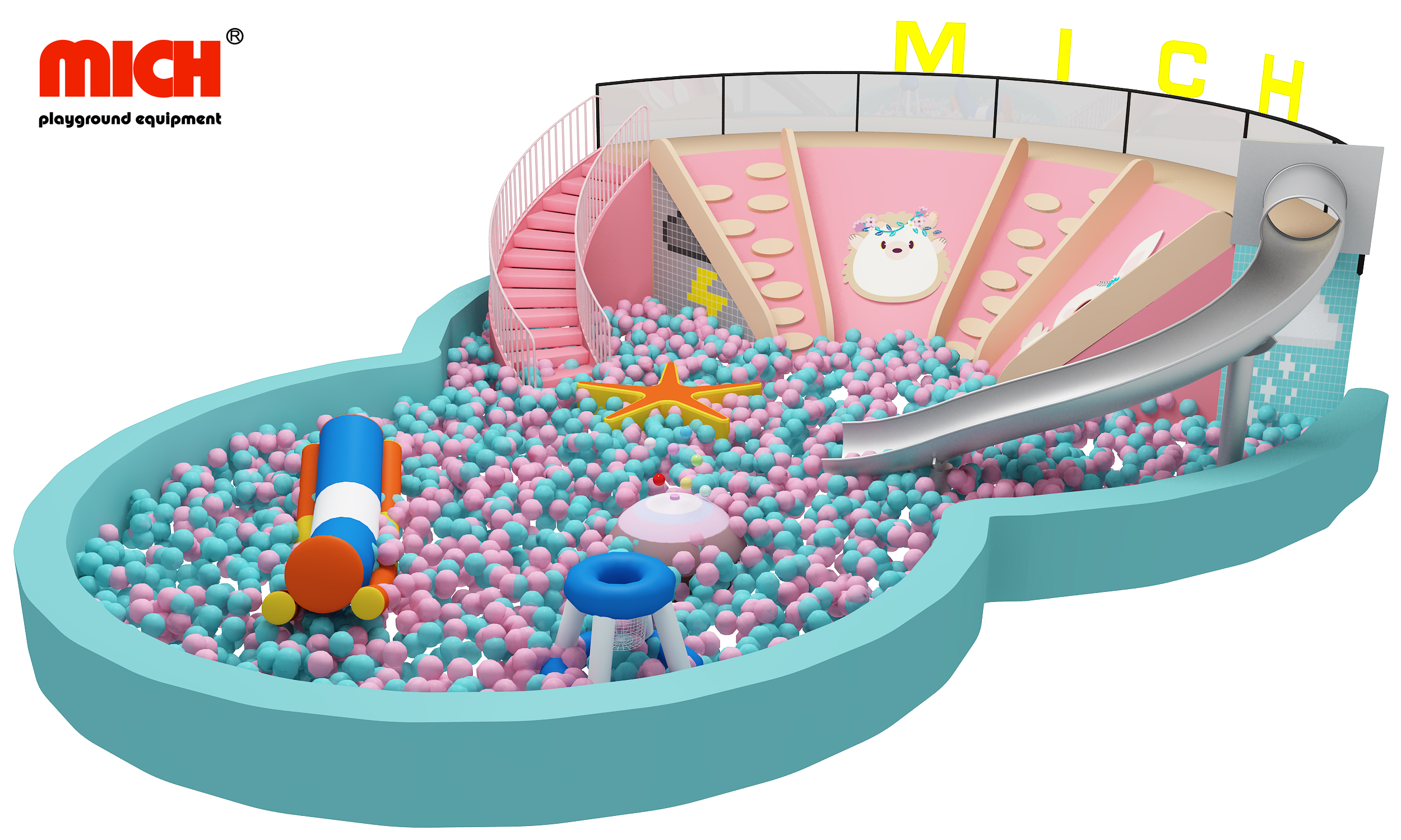 Mich Indoor Large Ball Pit Pool with Slide