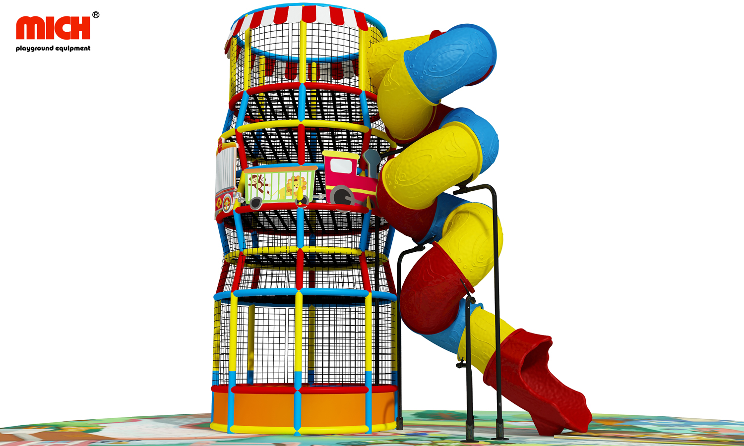 wooden climbing tower slide