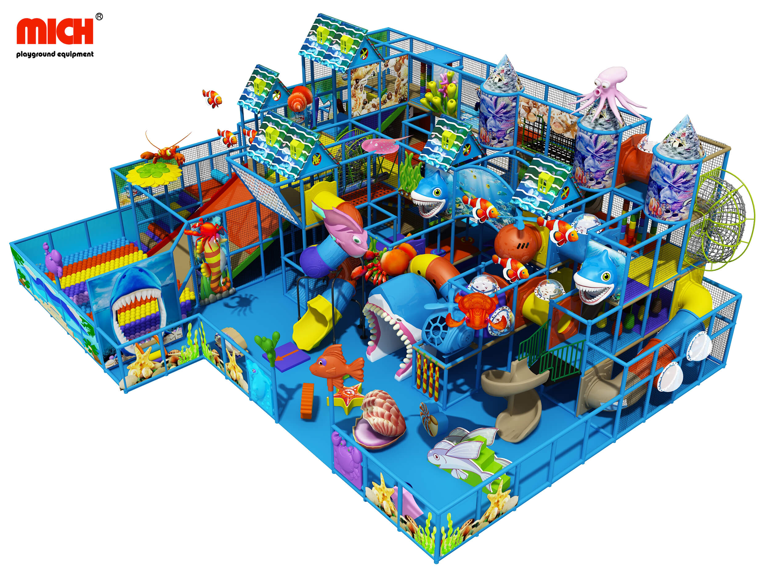 Aquarium Themed Commercial Children Soft Payhouse