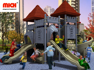 Customized Children Outdoor Multiple Slides Playset