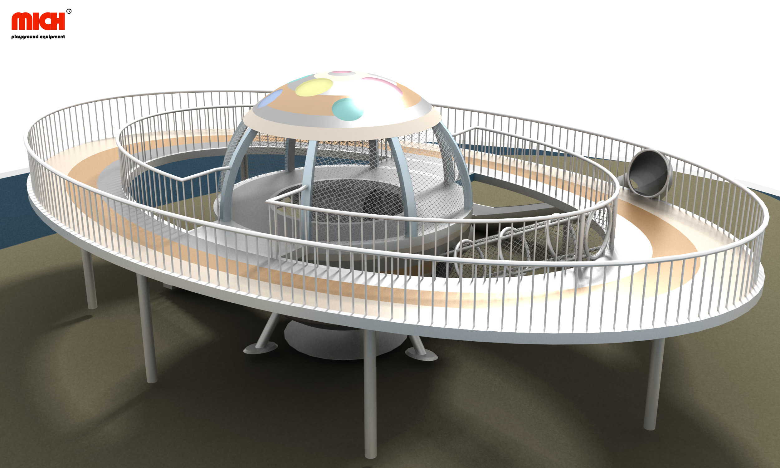 Space Themed Round Outdoor Play Structure