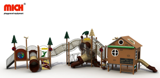 WPC Material Toddler Outdoor Playhouse with Tube Slides