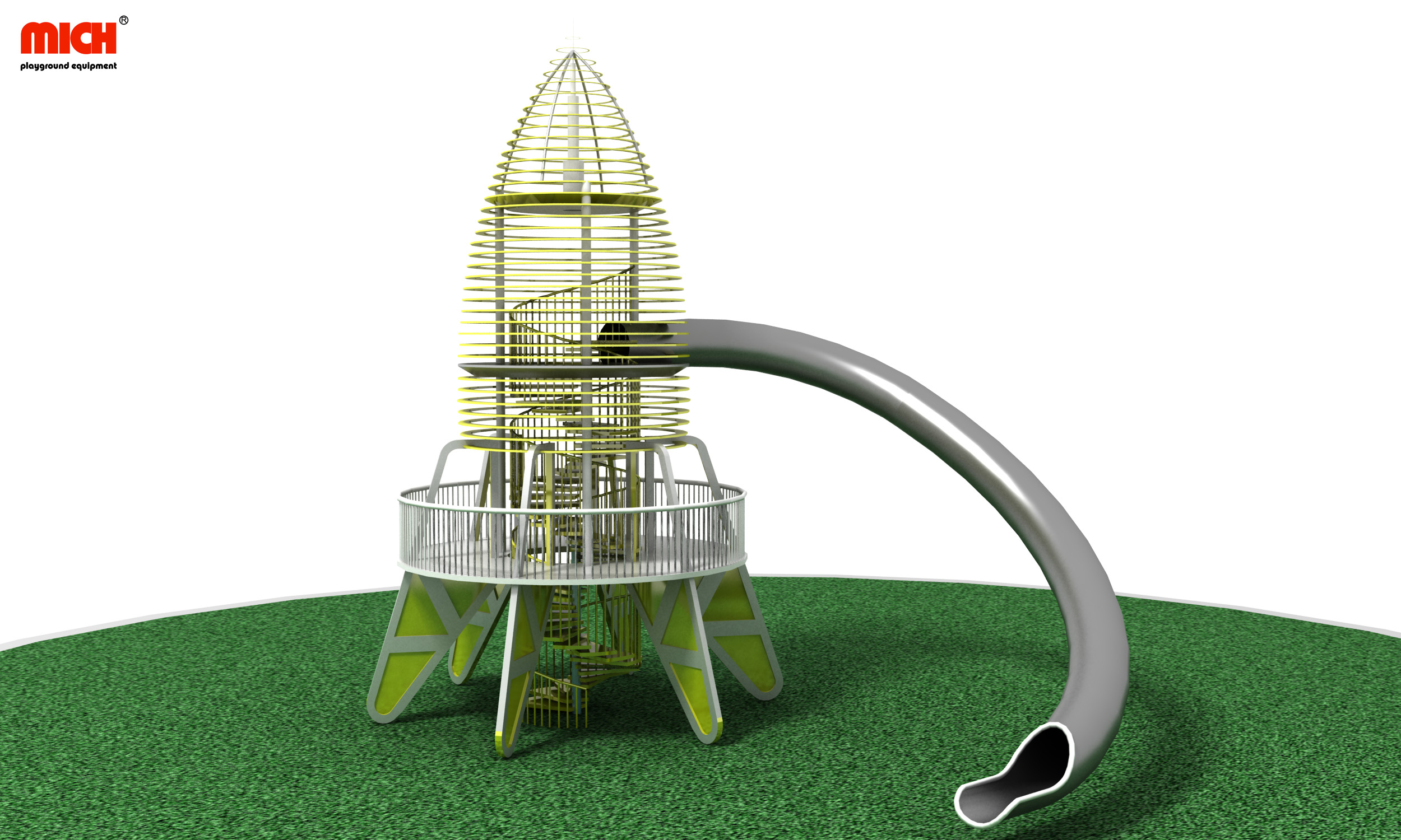 Rocket Shaped Children Outdoor Play Structure